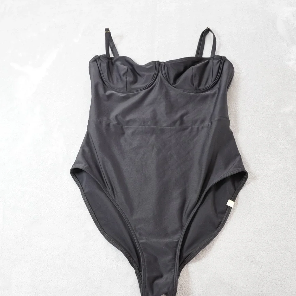 Summersalt One Piece Swimsuit Womens S Black High Cut Bustier Cups Resort - Picture 12 of 14